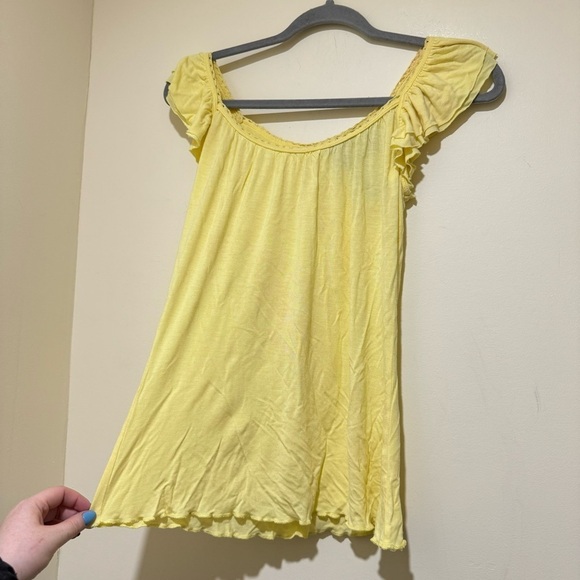 Women’s Y2K Dex Brand Yellow Lettuce Trim Flowy Soft Summer Tank Top Size: L - Picture 6 of 15